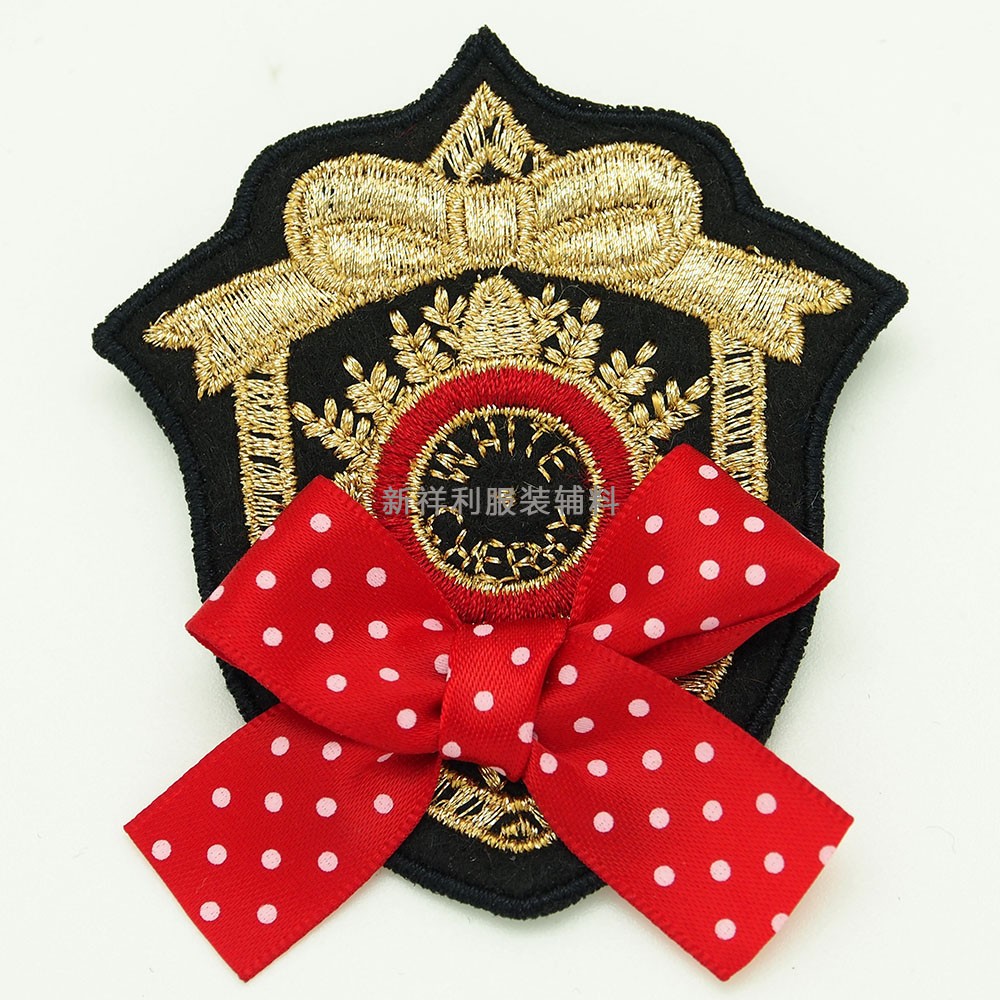 批發(fā)新款特種繡花標(biāo)廠家直銷(xiāo)蝴蝶結(jié)三合一魔術(shù)貼 自粘繡花補(bǔ)丁貼